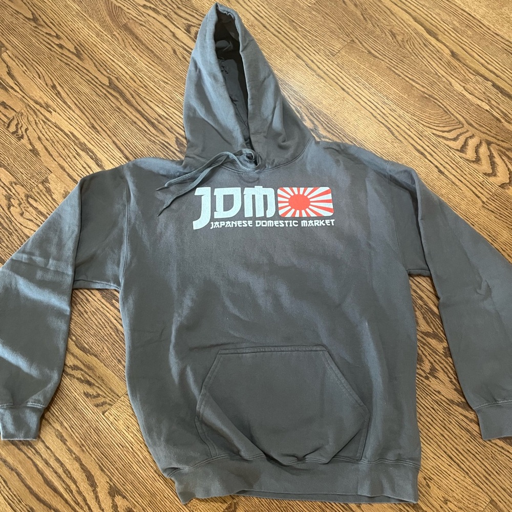JDM Motorsports Japanese Domestic Market Pullover Hoodie Mens Small Gray Driver